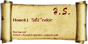 Homoki Sándor névjegykártya